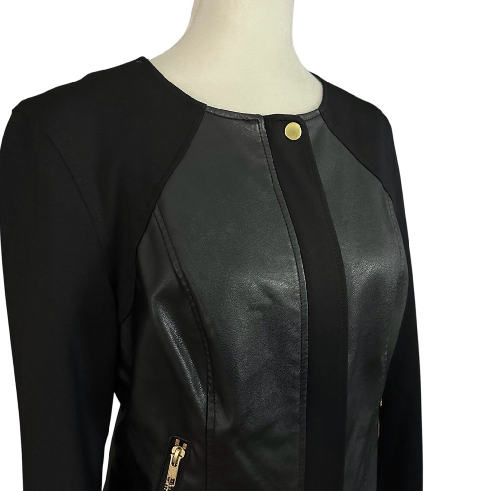Guess Black Faux Leather Waist-Length Jacket Size Medium - Picture 5 of 12